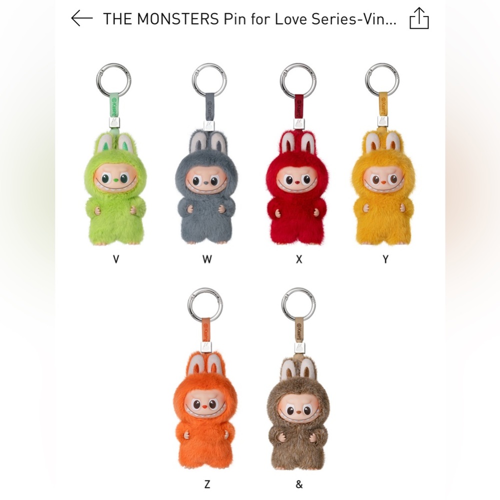 Pop Mart NEW! “Pins for Love” 4inch Monster Labubu Keychain (N-Z Series) - Picture 4 of 17